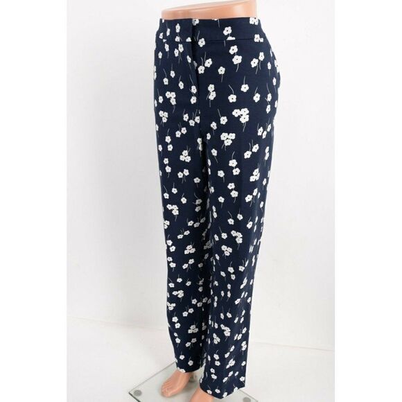 Boden Womens Richmond Ankle Pants UK 22L US 18L Tall Navy Blue Floral - Picture 3 of 7